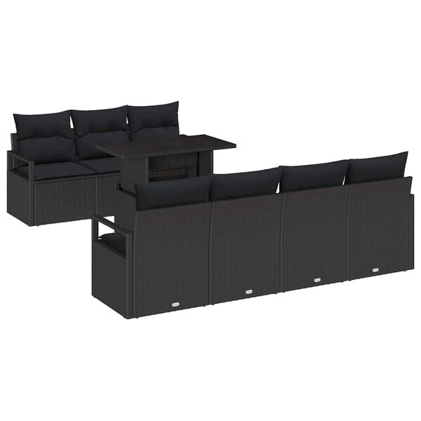 vidaXL Σετ Καναπέ Κήπου με αποθήκευση 8 pcs Μαύρο Πολυ ράταν