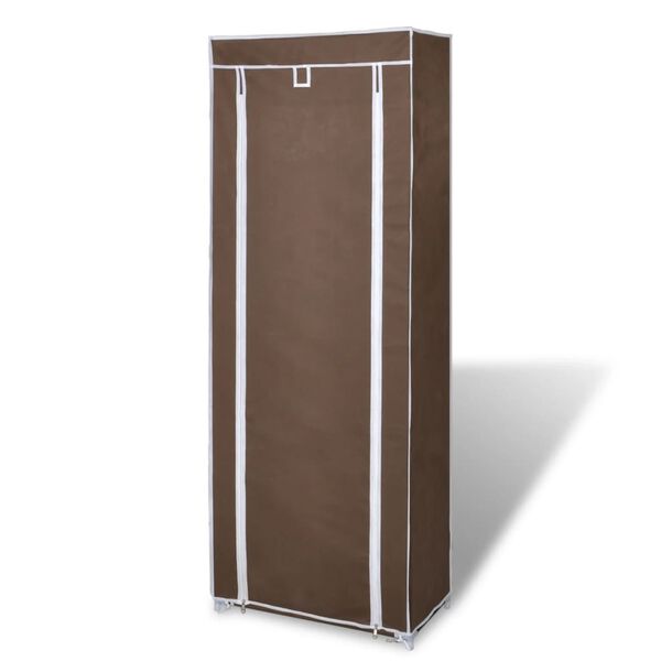 Υφασμάτινη παπουτσοθήκη με κάλυμμα 57 x 29 x 162 cm Καφέ