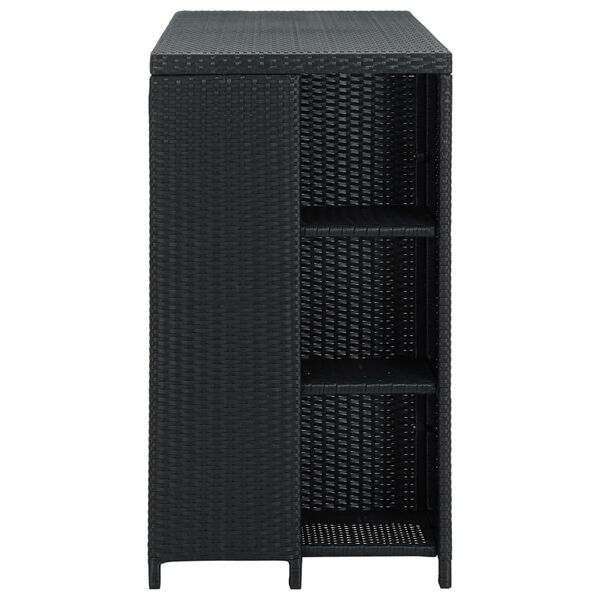 vidaXL Τραπέζι Μπαρ με Ράφια Μαύρο 120x60x110 εκ. από Συνθετικό Ρατάν