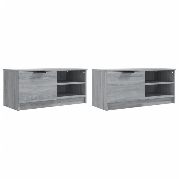 vidaXL Έπιπλα Τηλεόρασης 2 τεμ. Γκρι Sonoma 80x35x36,5 εκ. Επεξ. Ξύλο