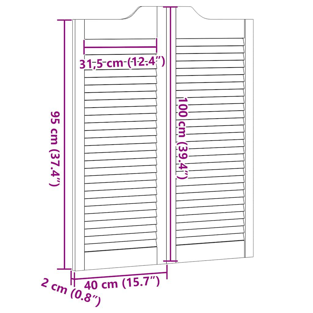 vidaXL Swing Doors Louvred Design 1-Pair 100x80 cm μασίφ ξύλο πεύκο