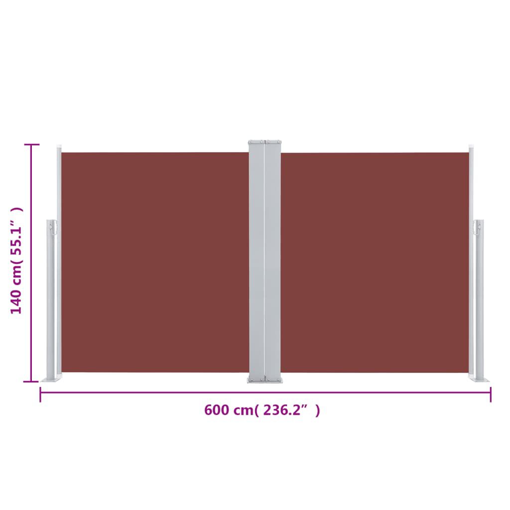 vidaXL Σκίαστρο Πλαϊνό Συρόμενο Καφέ 140 x 600 εκ.