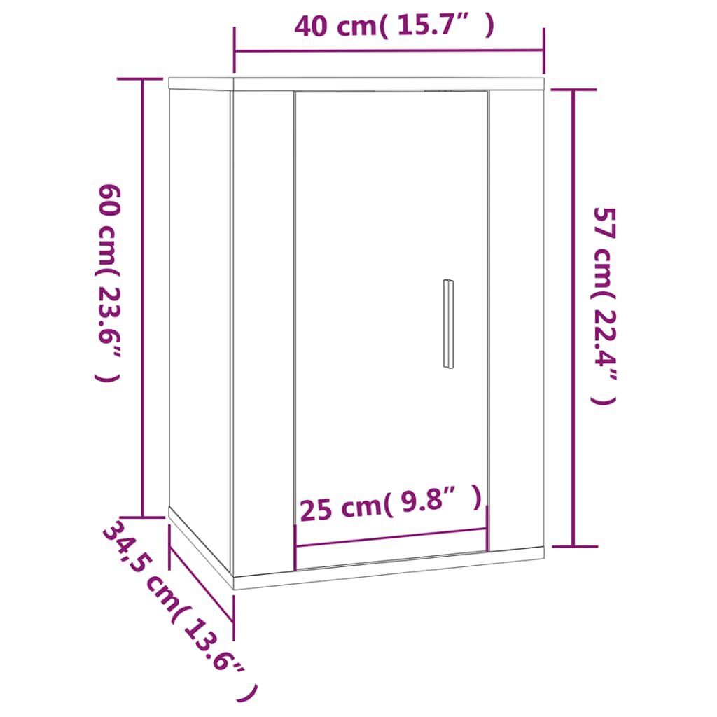 vidaXL Έπιπλα Τηλεόρασης Επιτοίχια 2 τεμ. Γκρι Sonoma 40x34,5x60 εκ.
