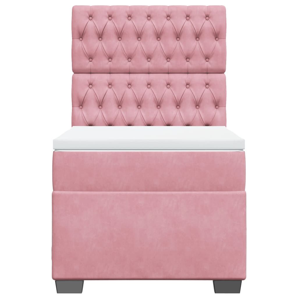 vidaXL Κρεβάτι Boxspring με Στρώμα Ροζ 90x190 εκ. Βελούδινο