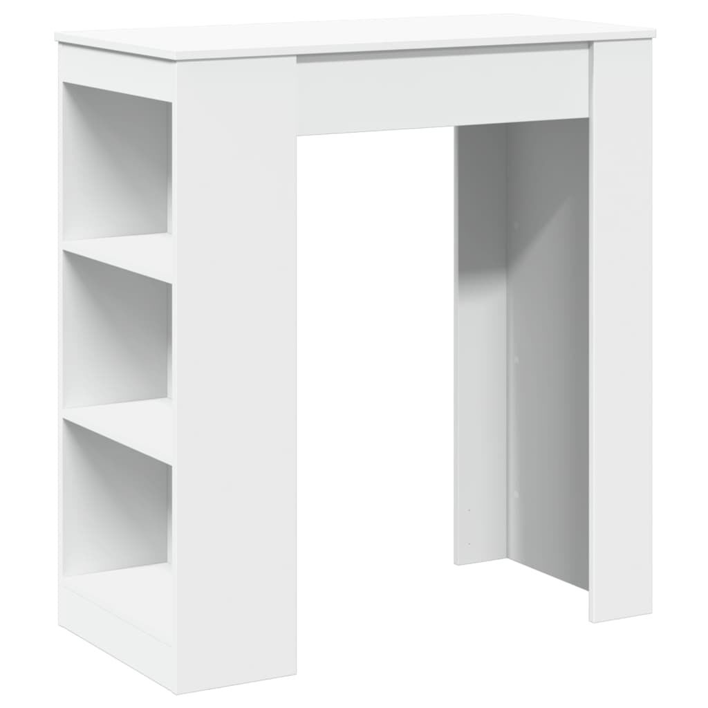vidaXL Τραπέζι Μπαρ με Ράφια Λευκό 95x47x103,5 εκ. Επεξεργ. Ξύλο