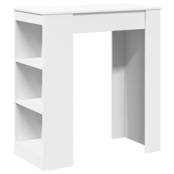vidaXL Τραπέζι Μπαρ με Ράφια Λευκό 95x47x103,5 εκ. Επεξεργ. Ξύλο
