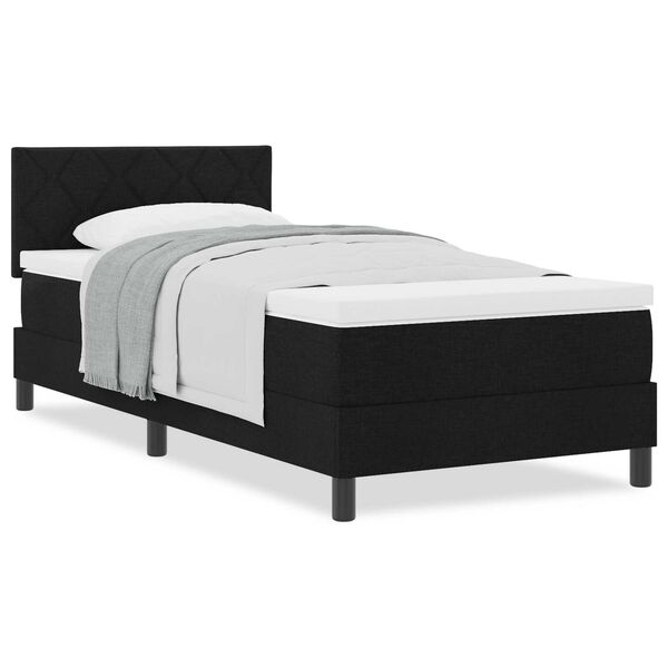 vidaXL Κρεβάτι box spring με στρώμα με στρώμα Μαύρο 90 x 190 cm ύφασμα