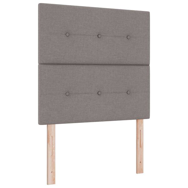Κρεβάτι Box Spring με Στρώμα & LED Taupe 90x200 εκ. Υφάσμα
