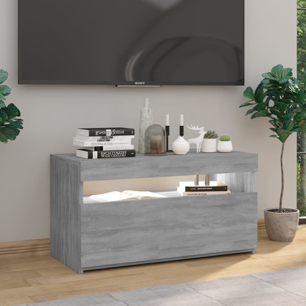 vidaXL Έπιπλο Τηλεόρασης με LED Γκρι Sonoma 75 x 35 x 40 εκ.
