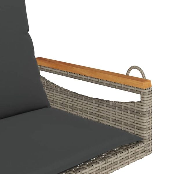 vidaXL Παγκάκι Κουνιστό Γκρι 63x62x40εκ. Συνθετικό Ρατάν με Μαξιλάρια