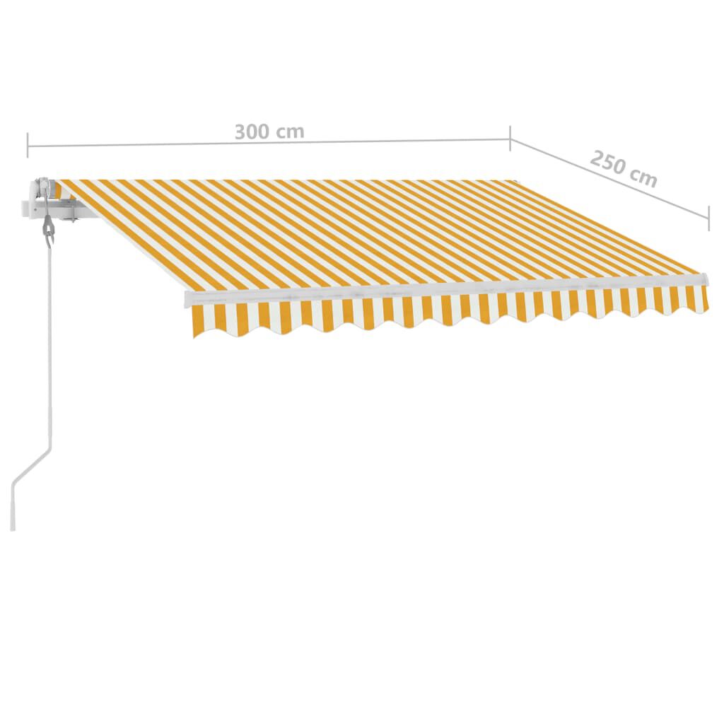 vidaXL Τέντα Αυτόματη με LED & Αισθ. Ανέμου Κίτρινο/Λευκό 300x250 εκ.