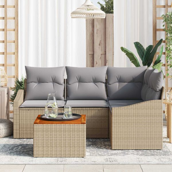 vidaXL Σετ Καναπέ Κήπου 5 pcs μπεζ και ανοιχτό γκρι