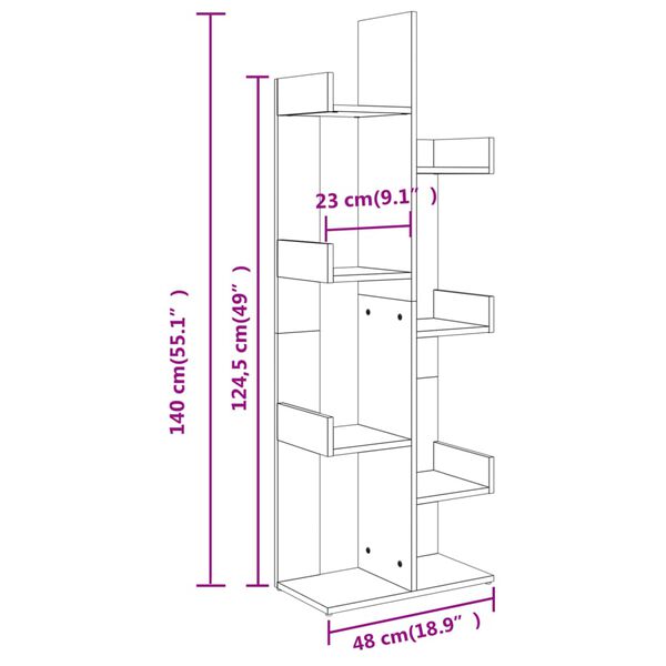 vidaXL Βιβλιοθήκη Sonoma Δρυς 48 x 25,5 x 140 εκ. από Επεξ. Ξύλο