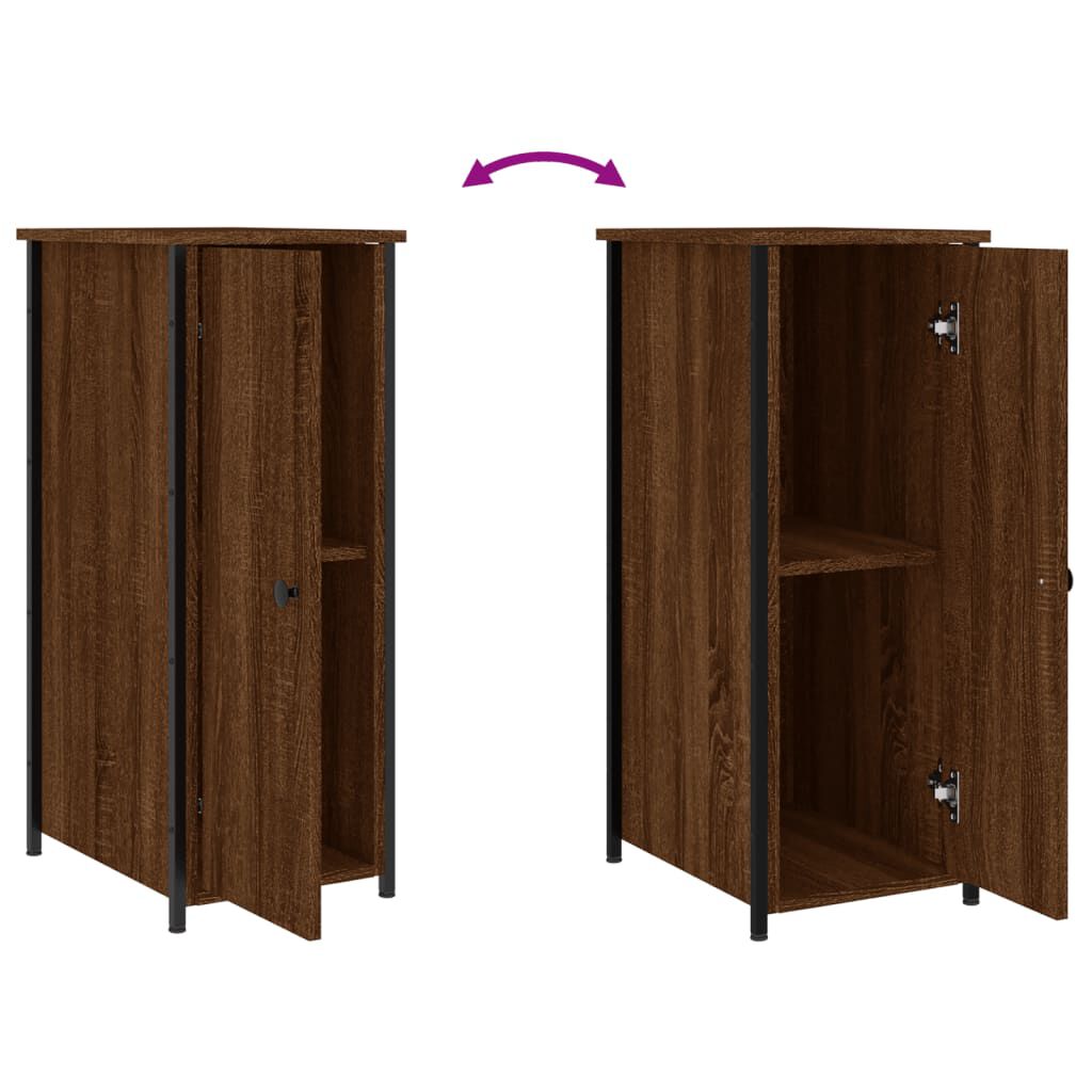 vidaXL Κομοδίνα 2 τεμ. Καφέ Δρυς 32x42x80 εκ. Επεξεργασμένο Ξύλο