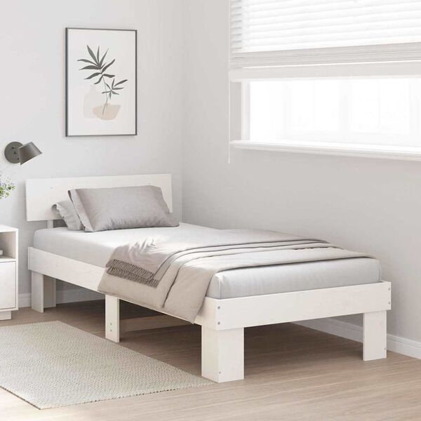 vidaXL Σκελετός Κρεβατιού Λευκό 100 x 200 cm Μασίφ ξύλο πεύκου