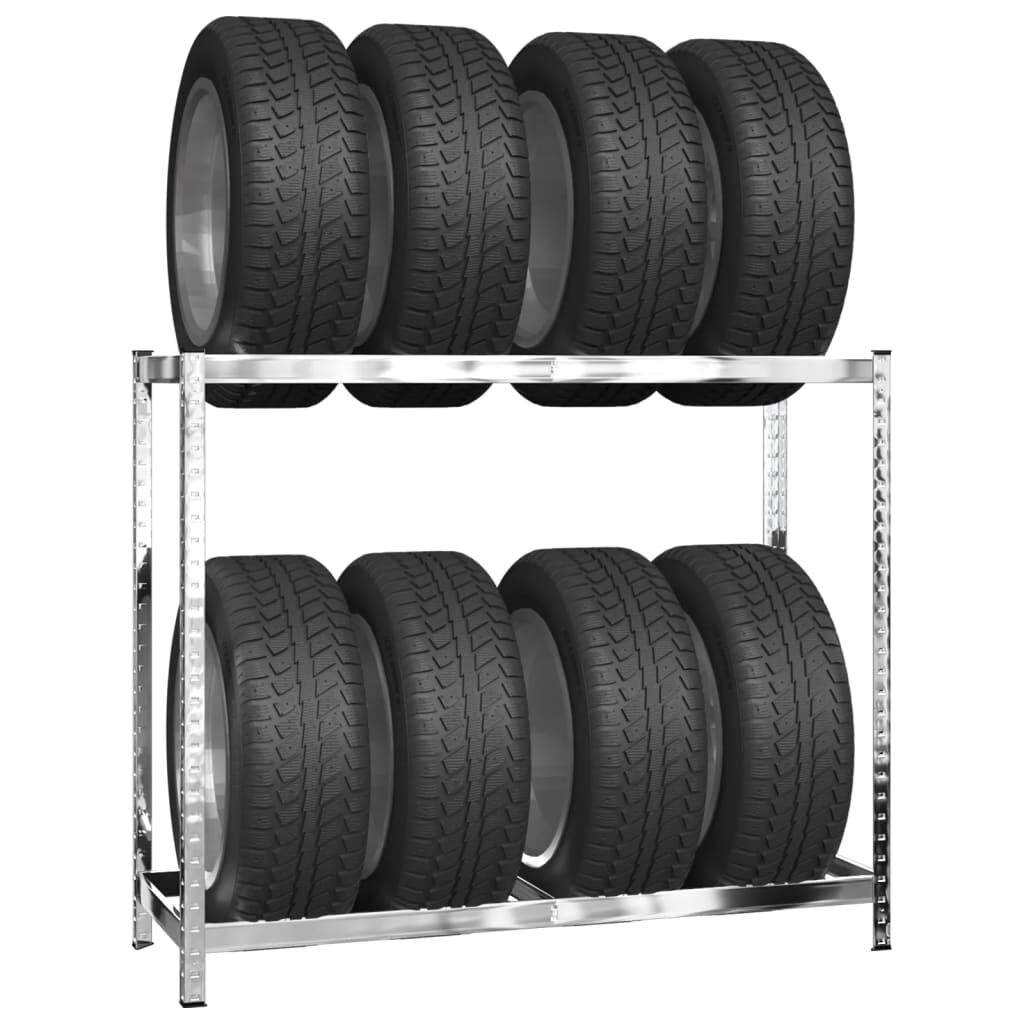 vidaXL Ραφιέρα Ελαστικών 2 Επιπέδων Ασημί 110 x 40 x 110 εκ. Ατσάλι