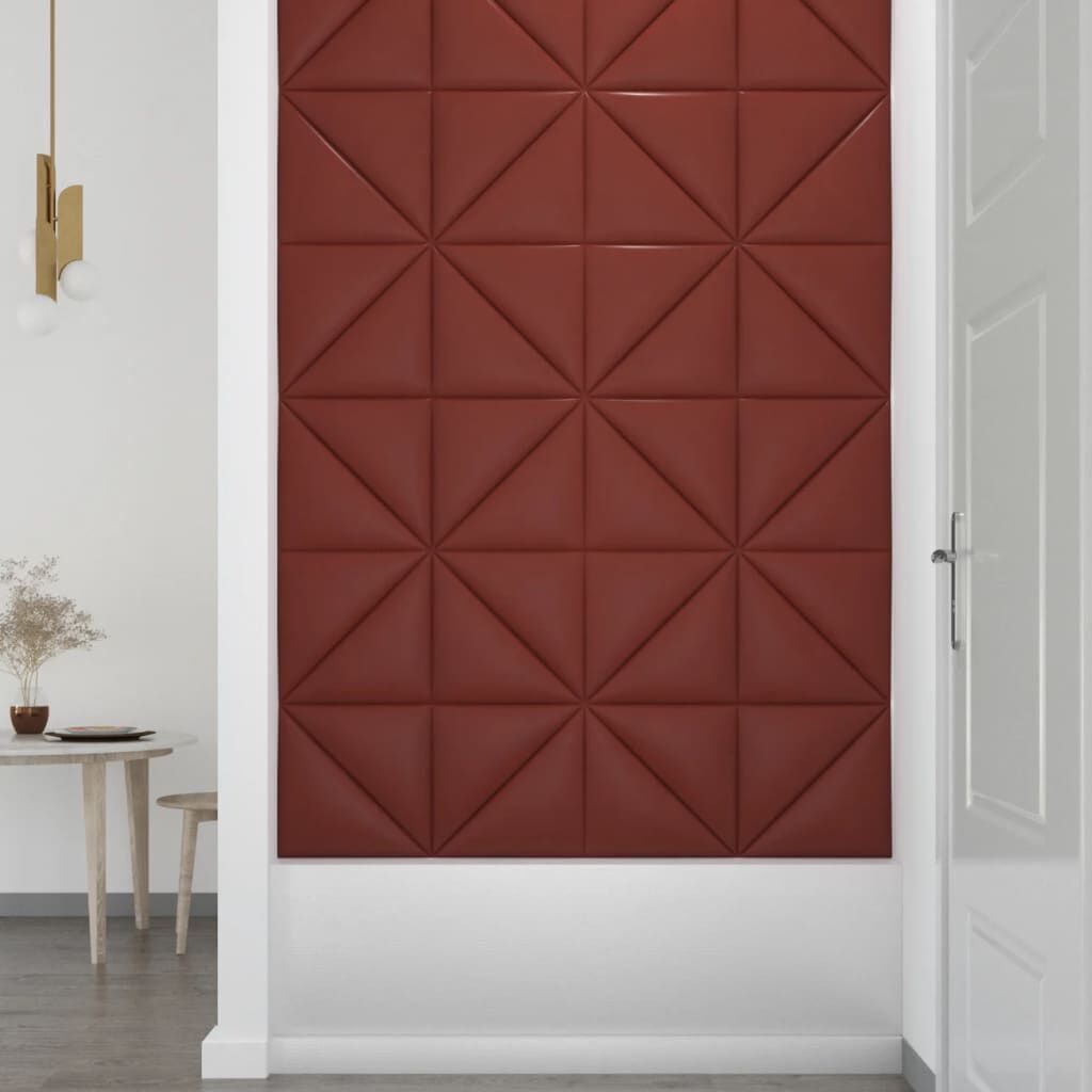 vidaXL Πάνελ Τοίχου 12 τεμ. Μπορντό 30 x 30 εκ. 0,54 μ² Συνθ. Δέρμα