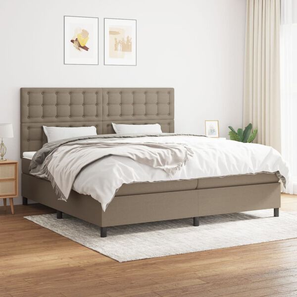 vidaXL &Kappa;&rho;&epsilon;&beta;ά&tau;&iota; Boxspring &mu;&epsilon; &Sigma;&tau;&rho;ώ&mu;&alpha; Taupe 200x200 &epsilon;&kappa;. &Upsilon;&phi;&alpha;&sigma;&mu;ά&tau;&iota;&nu;&omicron;