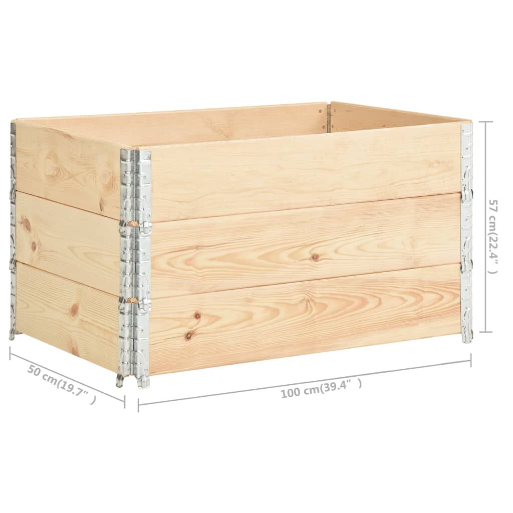 vidaXL Κολάρα Παλέτας 3 τεμ. 50 x 100 εκ. από Μασίφ Ξύλο Πεύκου