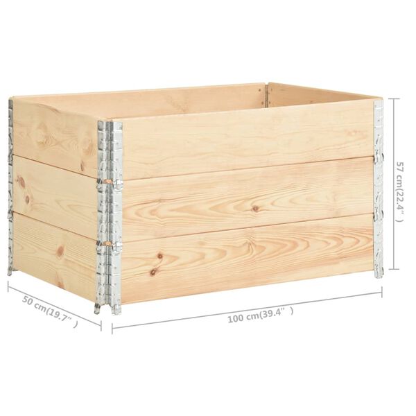 vidaXL Κολάρα Παλέτας 3 τεμ. 50 x 100 εκ. από Μασίφ Ξύλο Πεύκου