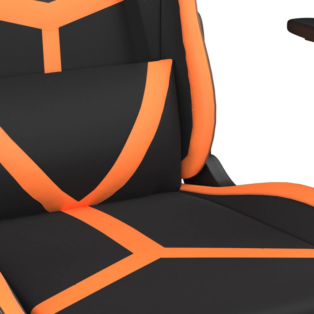 vidaXL Καρέκλα Gaming Μασάζ Υποπόδιο Μαύρο/Πορτοκαλί Συνθετικό Δέρμα
