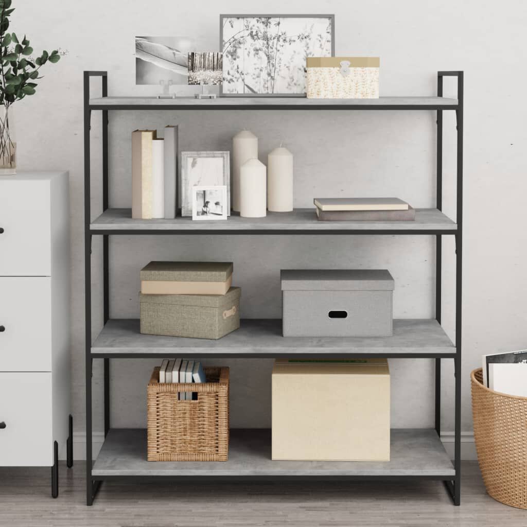vidaXL Ράφια Βιβλιοθήκης 4 τεμ Γκρι Σκυροδ. 100x40x1,5 εκ. Επεξ. Ξύλο
