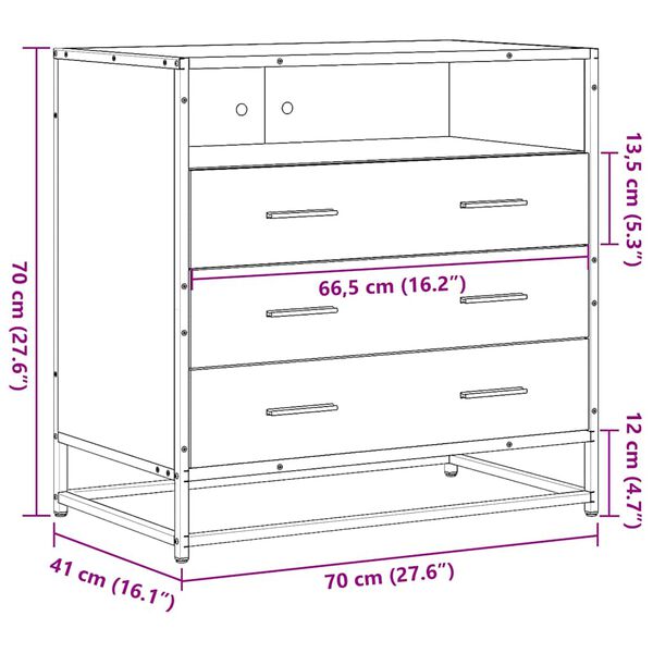 vidaXL Συρταριέρα Καπνιστή Δρυς 70x41x70 εκ. από Επεξεργασμένο Ξύλο