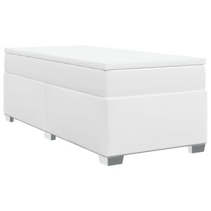 vidaXL Κρεβάτι Boxspring με Στρώμα Λευκό 90x190εκ. από Συνθετικό Δέρμα