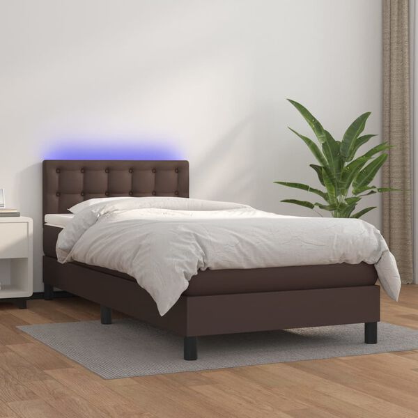 vidaXL &Kappa;&rho;&epsilon;&beta;ά&tau;&iota; Boxspring &mu;&epsilon; &Sigma;&tau;&rho;ώ&mu;&alpha; & LED &Kappa;&alpha;&phi;έ 90x190 &epsilon;&kappa;. &Sigma;&upsilon;&nu;&theta;. &Delta;έ&rho;&mu;&alpha;