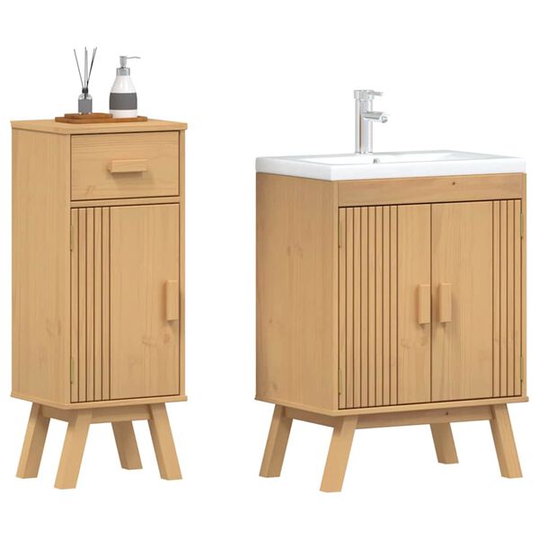 vidaXL Σετ Επίπλων Μπάνιου με συρτάρι 2 pcs Καφέ 114 x 43 x 73.5 εκ.