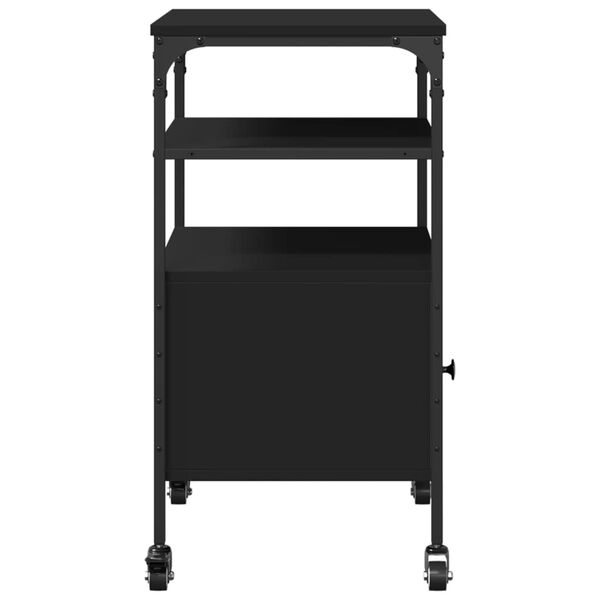 vidaXL Βάση Εκτυπωτή 3 Επιπέδων Μαύρη 50x40x76 εκ. Επεξεργασμένο Ξύλο
