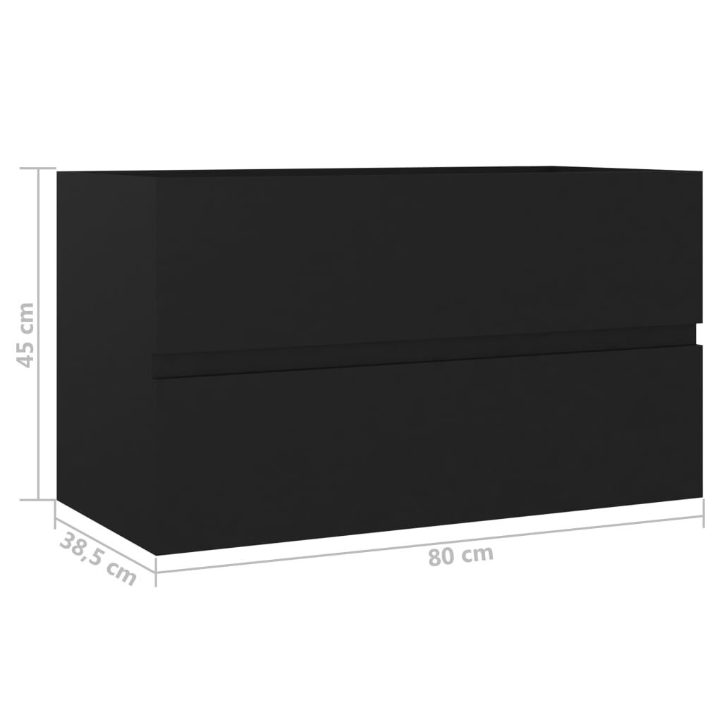 vidaXL Ντουλάπι Νιπτήρα Μαύρο 80x38,5x45 εκ. από Επεξεργασμένο Ξύλο