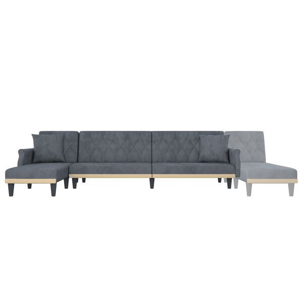 vidaXL Καναπές Κρεβάτι Γωνιακός Σκ. Γκρι 271 x 140 x 70 εκ. Βελούδινος