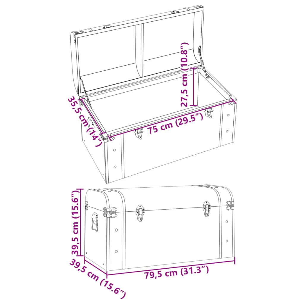 vidaXL Σεντούκι με Μάνταλα Σκούρο Καφέ 79,5x39,5x39,5 εκ. Κόντρα Πλακέ