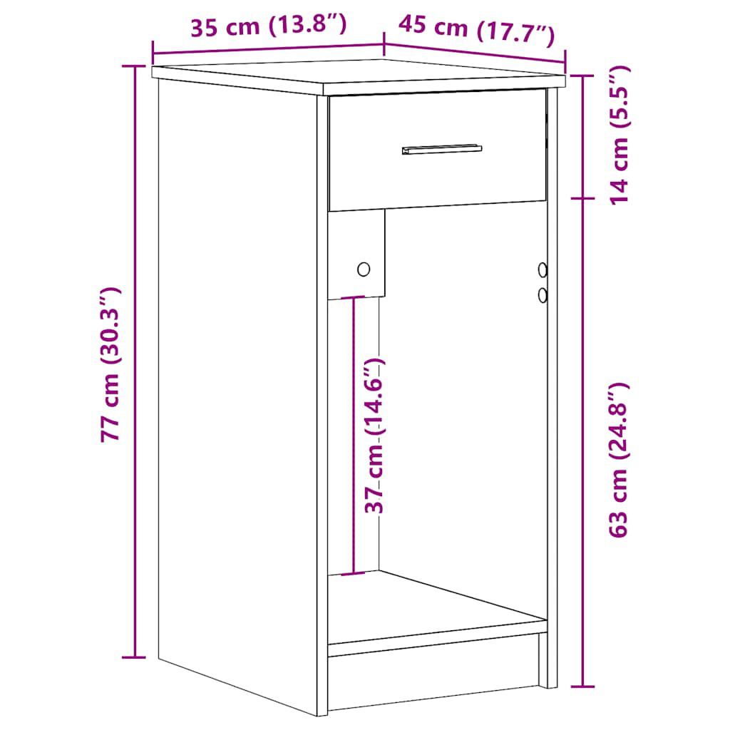 vidaXL Βάση πύργου υπολογιστή με συρτάρι Γκρι Sonoma 35x45x77 εκ.