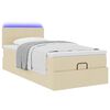 vidaXL Οθωμανικό κρεβάτι με στρώμα & LEDs Cream 80x200cm ύφασμα