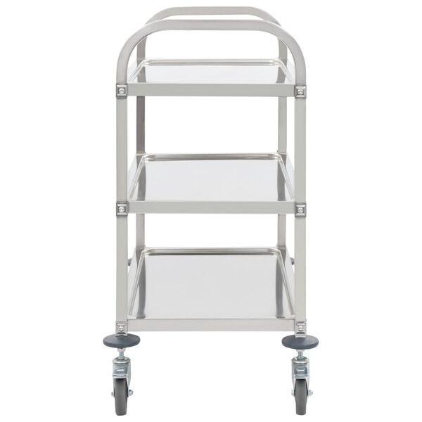 vidaXL Τρόλεϊ Κουζίνας με 3 Ράφια 95x45x83,5 εκ. από Ανοξείδωτο Ατσάλι