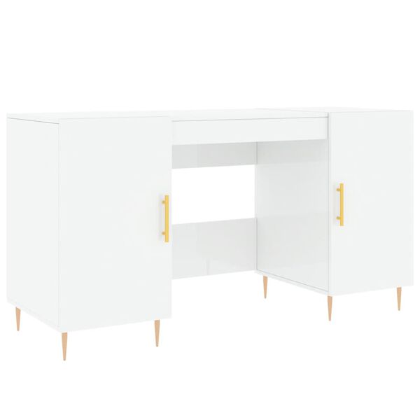 vidaXL Γραφείο Γυαλιστερό Λευκό 140x50x75 εκ. Επεξεργασμένο Ξύλο
