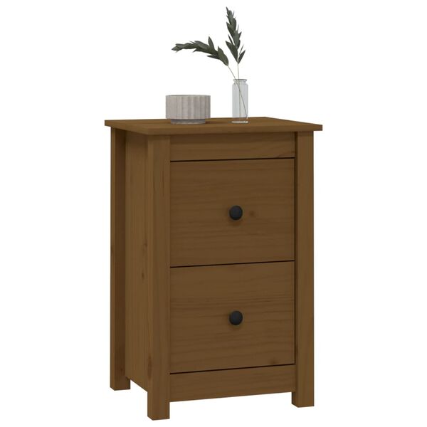 vidaXL Κομοδίνο Καφέ Μελί 40x35x61,5 εκ. από Μασίφ Ξύλο Πεύκου