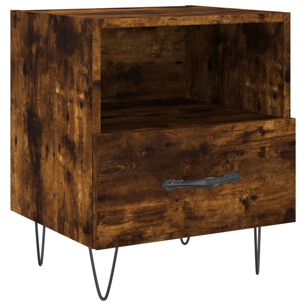 vidaXL Κομοδίνα 2 τεμ. Καπνιστή Δρυς 40 x 35 x 47,5 εκ. Επεξεργ. Ξύλο