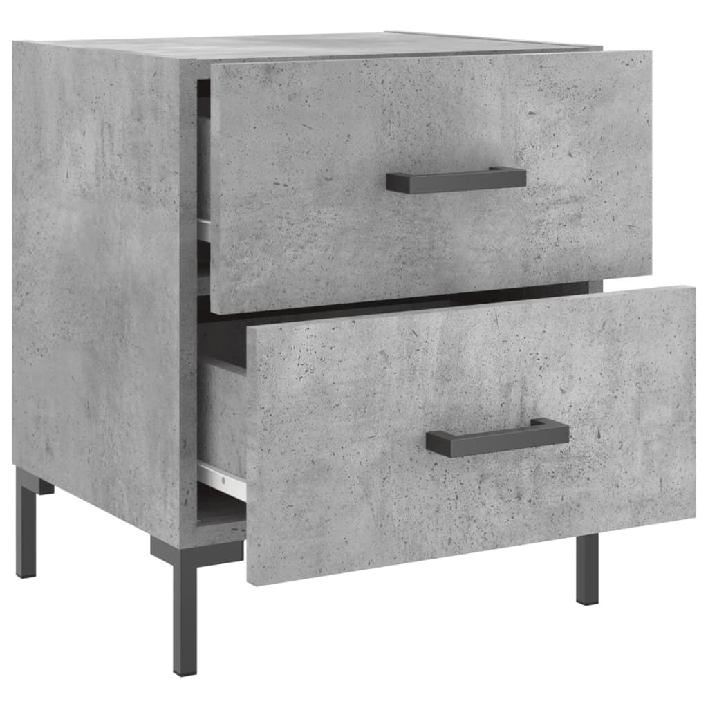 vidaXL Κομοδίνα 2 τεμ. Γκρι Σκυροδεμ. 40 x 35 x 47,5 εκ. Επεξεργ. Ξύλο