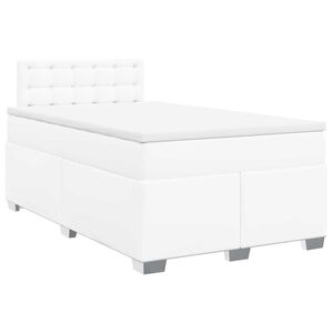 vidaXL Κρεβάτι Boxspring με Στρώμα Λευκό 120x190εκ.από Συνθετικό Δέρμα