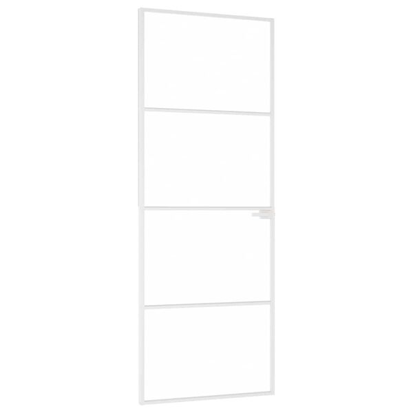 vidaXL Εσωτερική Πόρτα Λευκή 76x201,5 εκ. Ψημένο Γυαλί&Λεπτό Αλουμίνιο