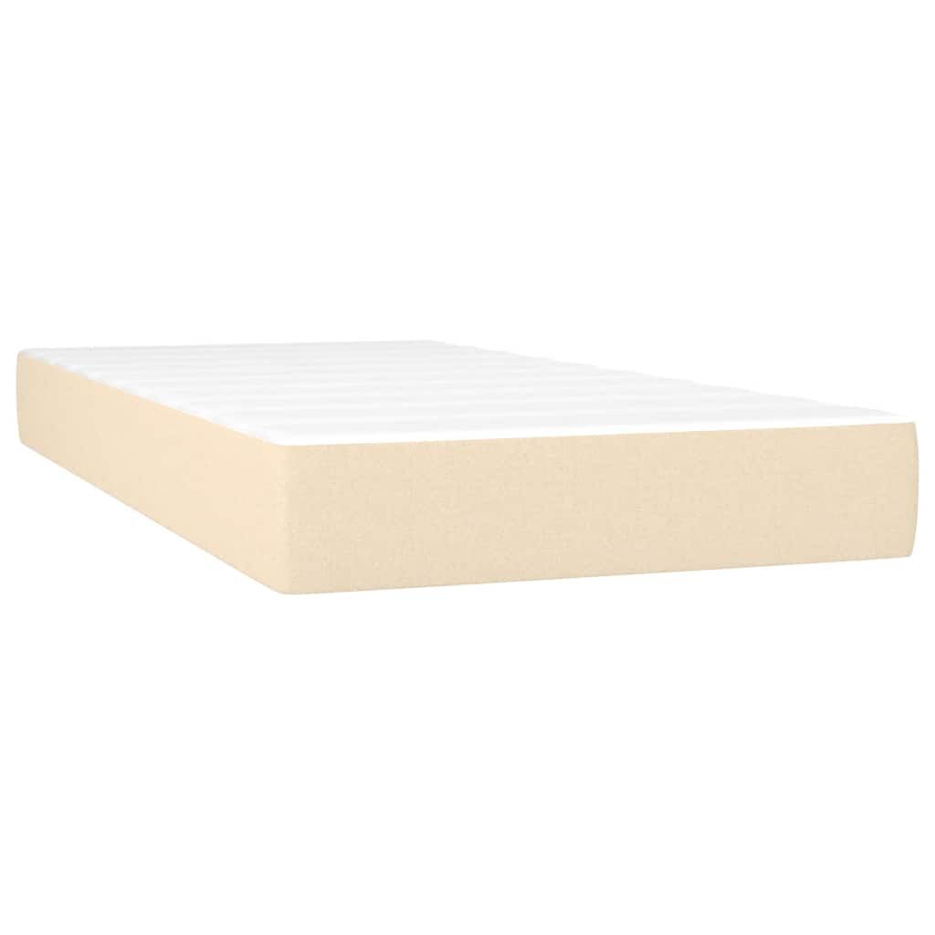 vidaXL Κρεβάτι Boxspring με Στρώμα & LED Κρεμ 120x190 εκ. Υφασμάτινο