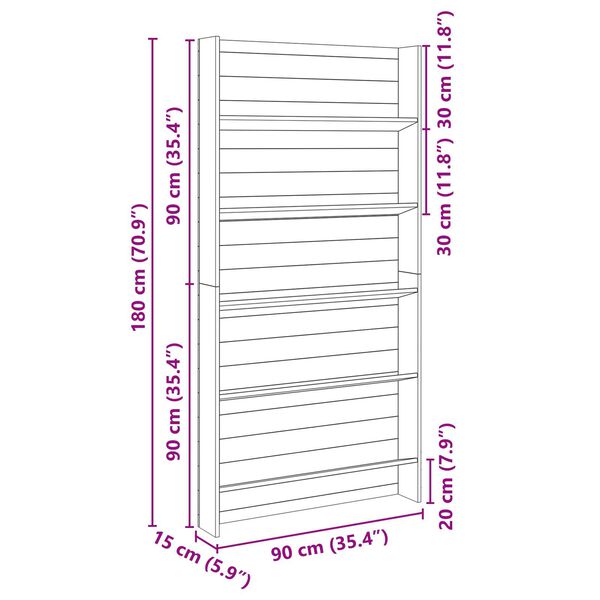 vidaXL Βάση Φυτών 5-Επιπέδων 90x15x180 εκ. Φυσικό Ξύλο