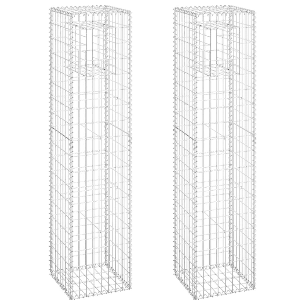 vidaXL Συρματοκιβώτια Στύλοι 2 τεμ. 40 x 40 x 180 εκ. Σιδερένιοι