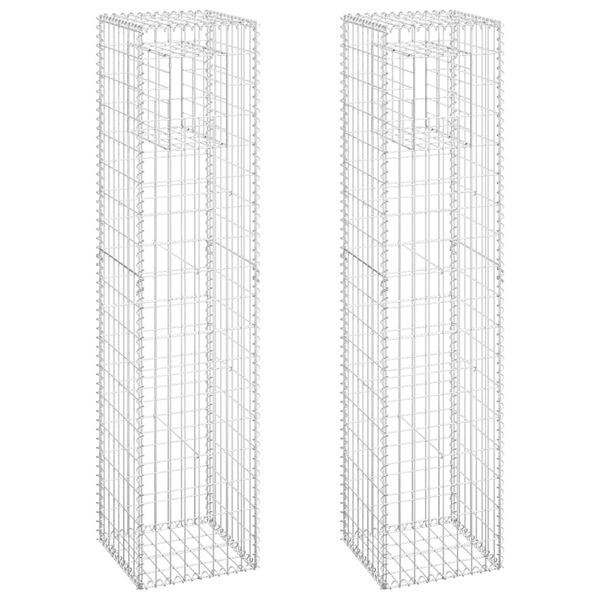 vidaXL Συρματοκιβώτια Στύλοι 2 τεμ. 40 x 40 x 180 εκ. Σιδερένιοι