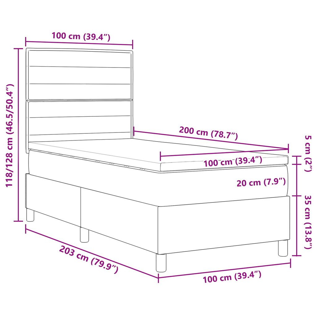 vidaXL Κρεβάτι με Βάση Σκούρο Καφέ 100x200 cm Ύφασμα