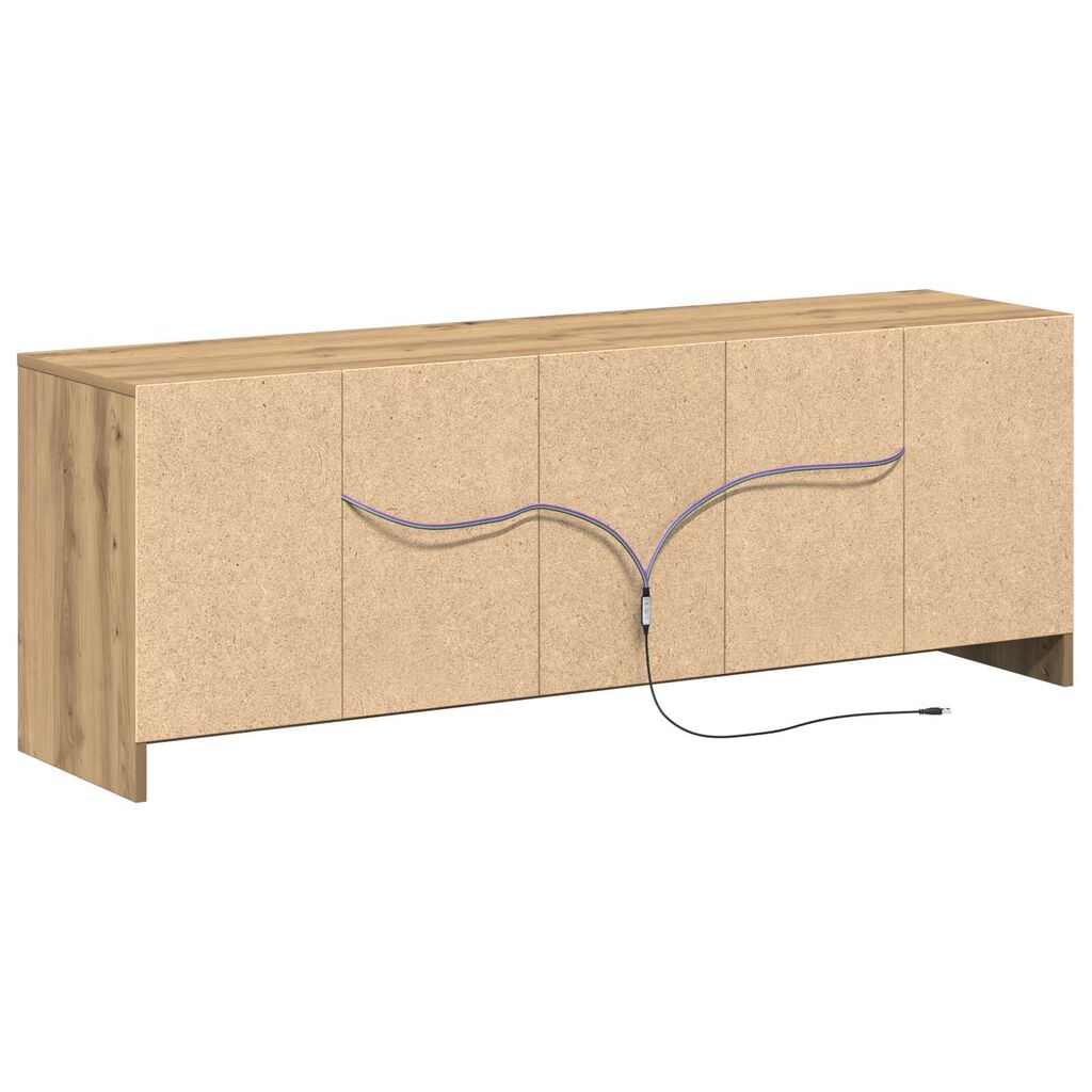 vidaXL Κονσόλα TV με LED Artisan Oak 139.5x34x50 cm Επεξεργασμένου Ξύλου