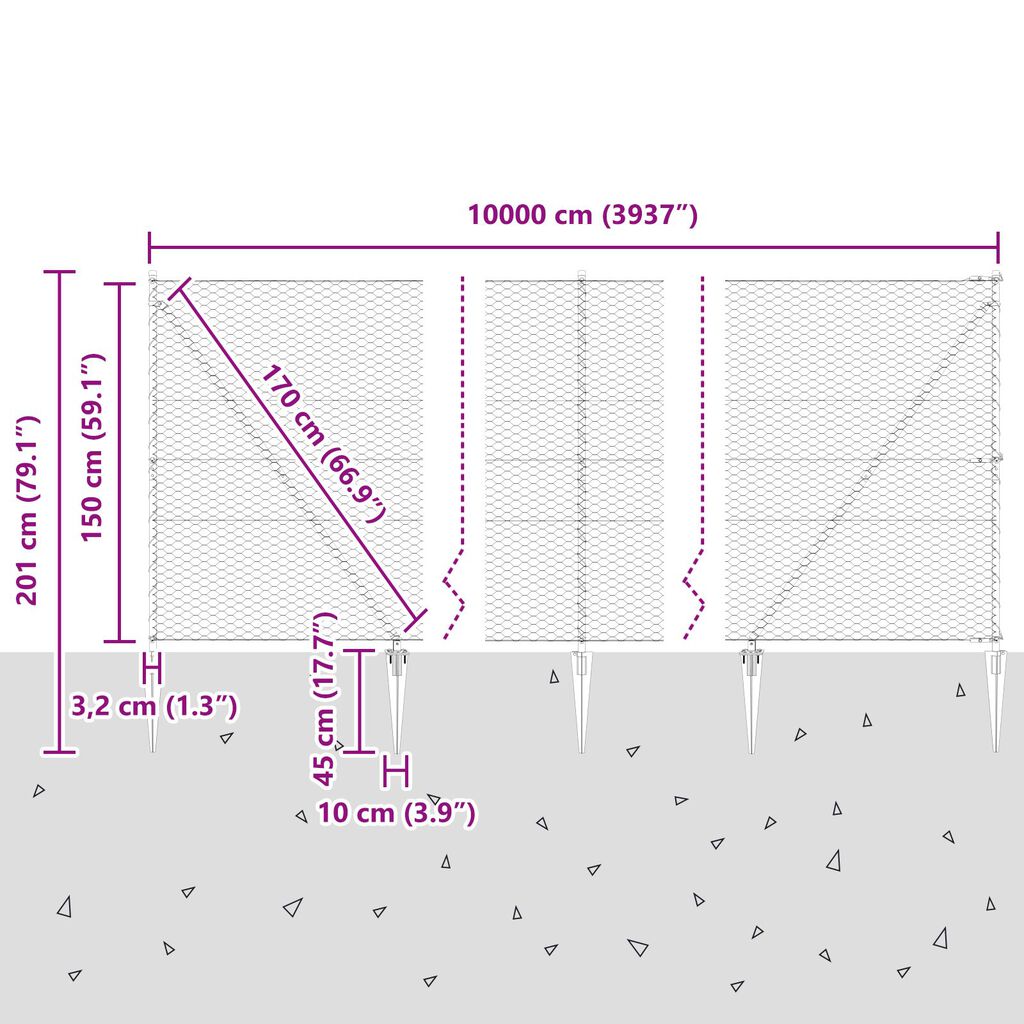 vidaXL Εξάγωνος Φράχτης Πράσινος 1.5x100 μ Ατσάλι